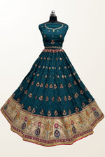 Load image into Gallery viewer, Teal Color Silk Fabric Sequins Designs Glamorous Look Lehenga
