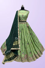 Load image into Gallery viewer, Embroidered Work Sea Green Color Fashionable Lehenga In Dola Silk Fabric
