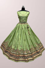 Load image into Gallery viewer, Green Color Embroidered Work Luminous Lehenga In Dola Silk Fabric
