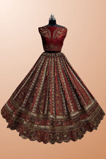 Load image into Gallery viewer, Velvet Fabric Red Color Magnificent Lehenga With Double Dupatta
