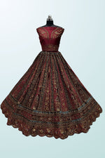 Load image into Gallery viewer, Velvet Fabric Mesmeric Lehenga With Double Dupatta In Maroon Color
