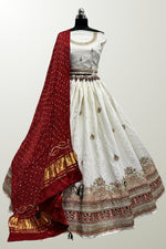 Load image into Gallery viewer, White Color Art Silk Fabric Function Wear Lakhanavi Embroidered Lehenga
