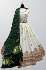 Load image into Gallery viewer, Function Wear White Color Art Silk Fabric Lakhanavi Embroidered Lehenga
