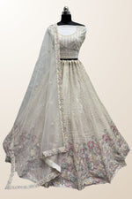 Load image into Gallery viewer, White Color Charismatic Sequins Embroidered Net Fabric Lehenga
