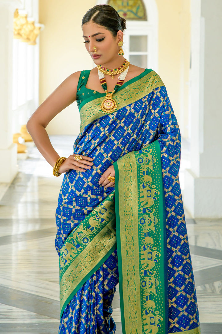 Adorable Blue Color Function Wear Banarasi Silk Weaving Work Saree | Buy Online India