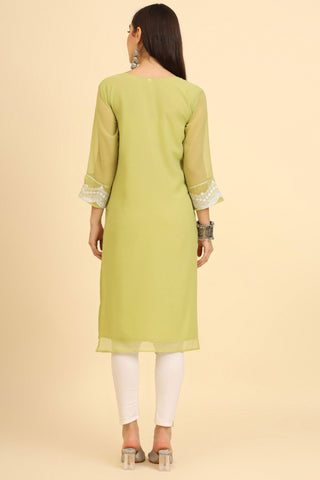 Green Color Georgette Fabric Riveting Kurti