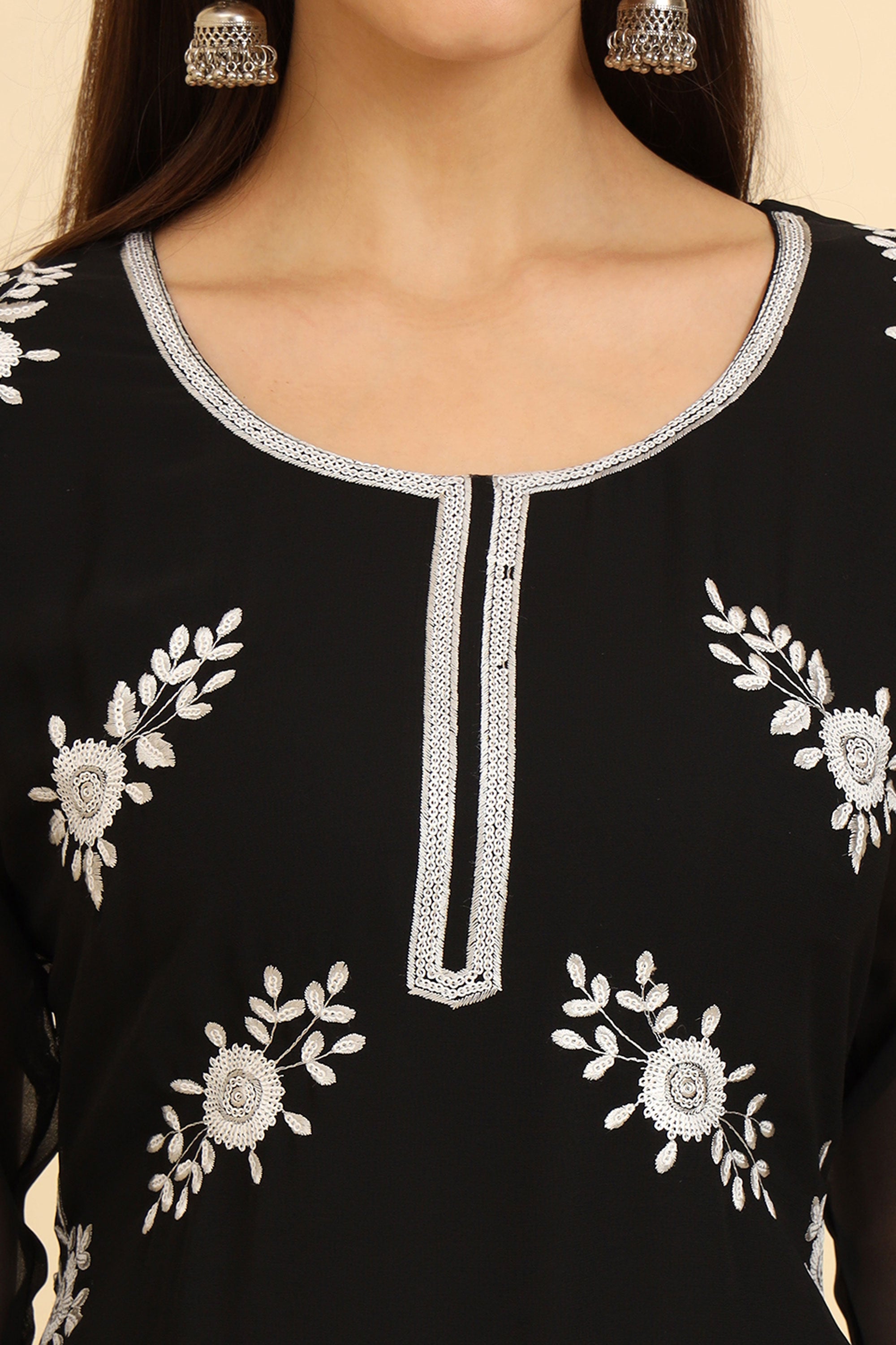 Black Color Georgette Fabric Beauteous Kurti