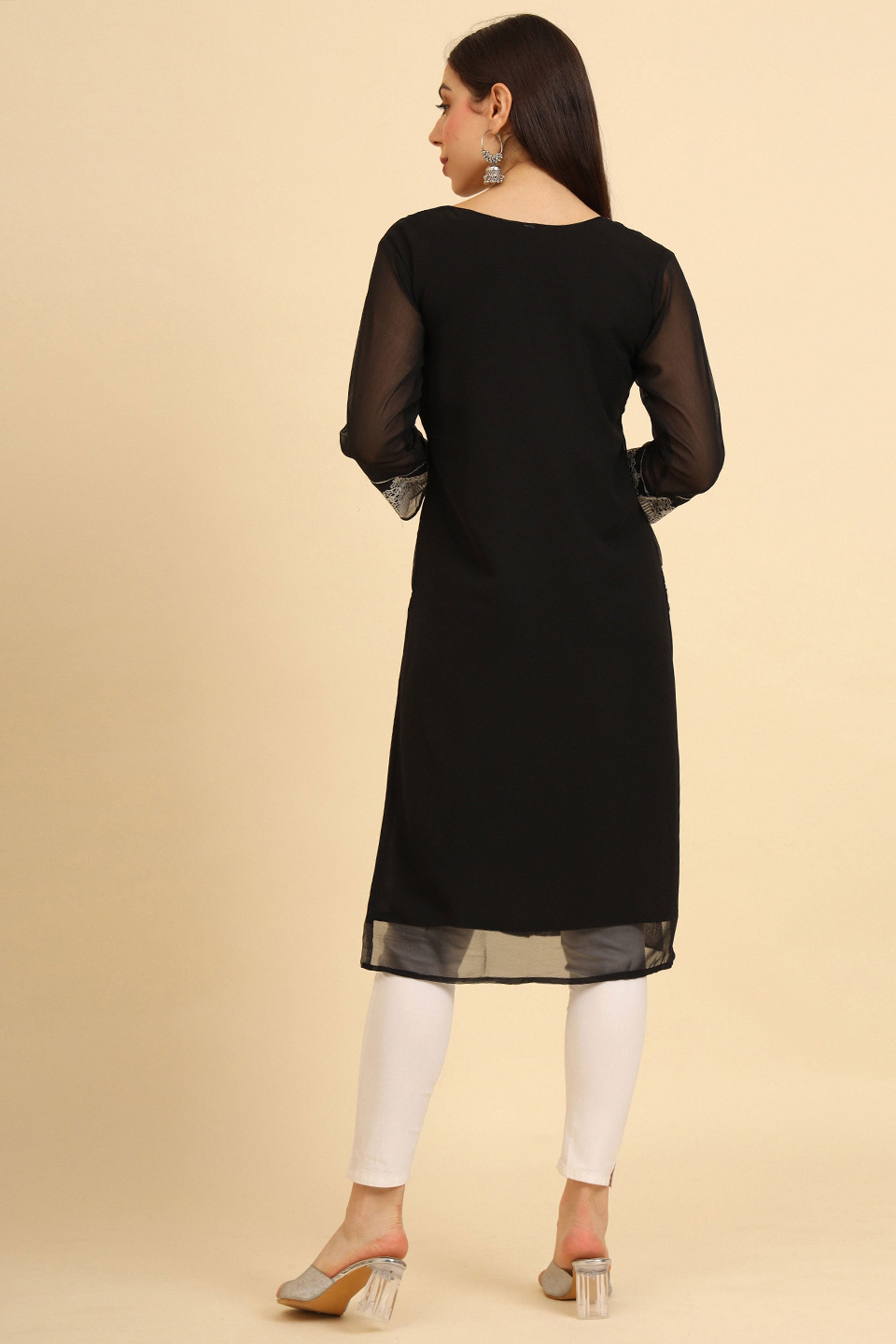 Black Color Georgette Fabric Beauteous Kurti