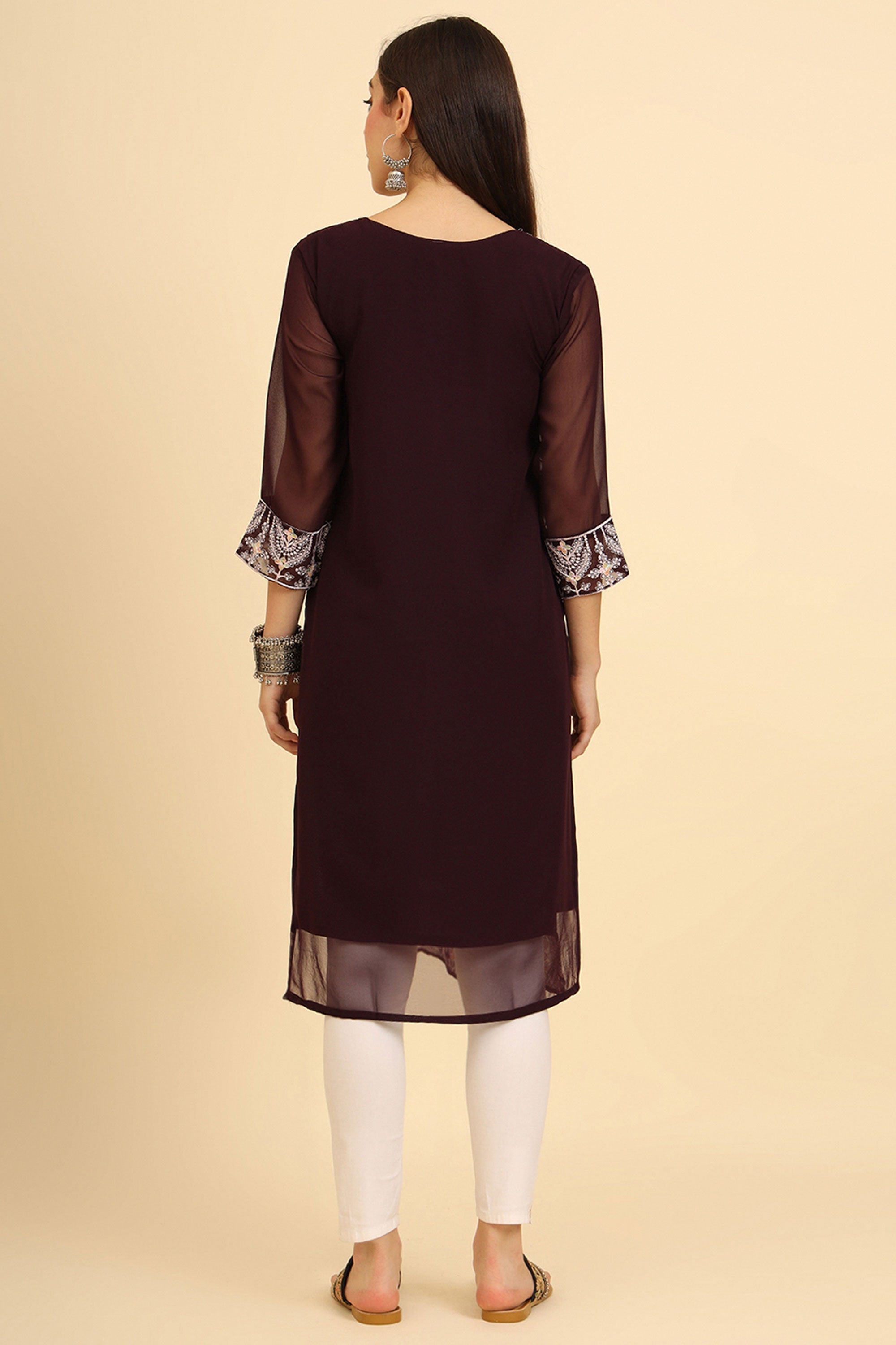 Trendy Casual Wear Readymade Kurti In Brown Color