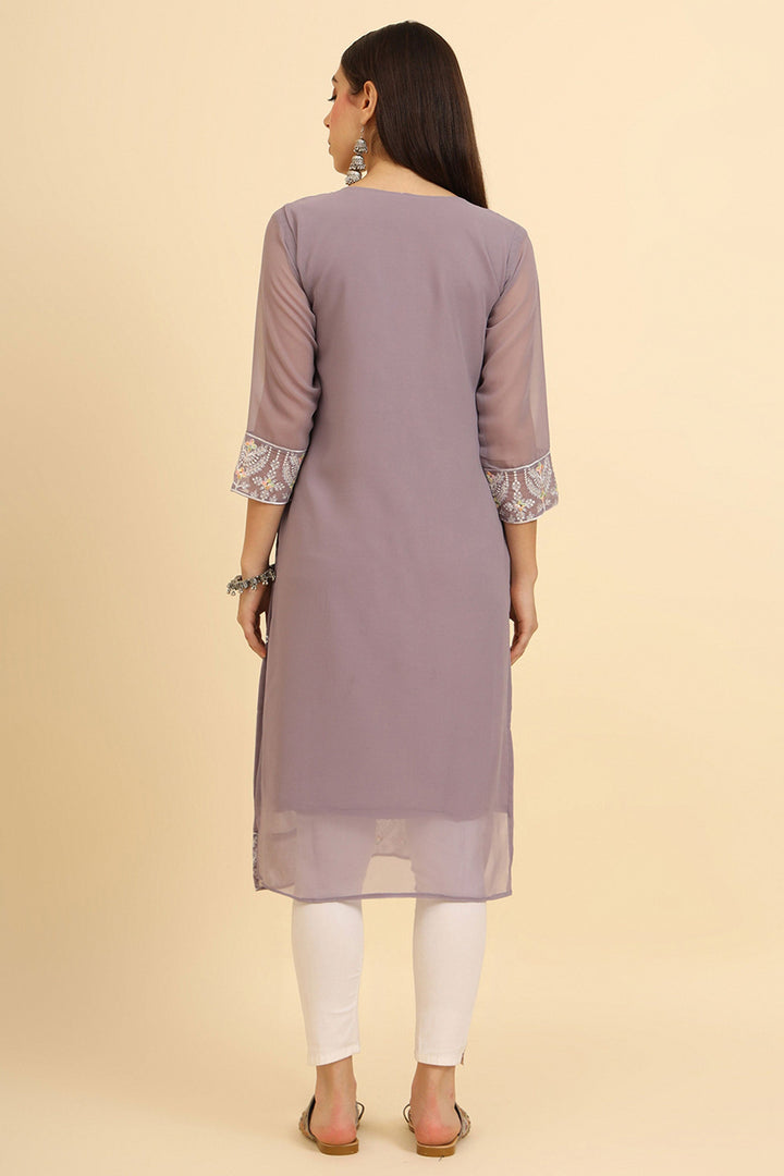 Beguiling Lavender Color Casual Wear Readymade Kurti