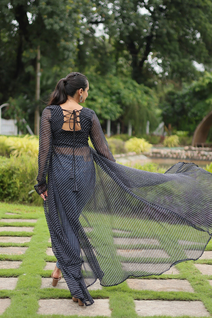 Tempting Laheriya Printed Kutchi Patch Work Black Kurti