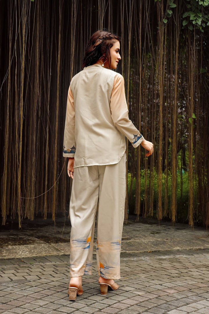 Amazing Cream Color Rayon Fabric Readymade Co-Ord Set | Buy Online India