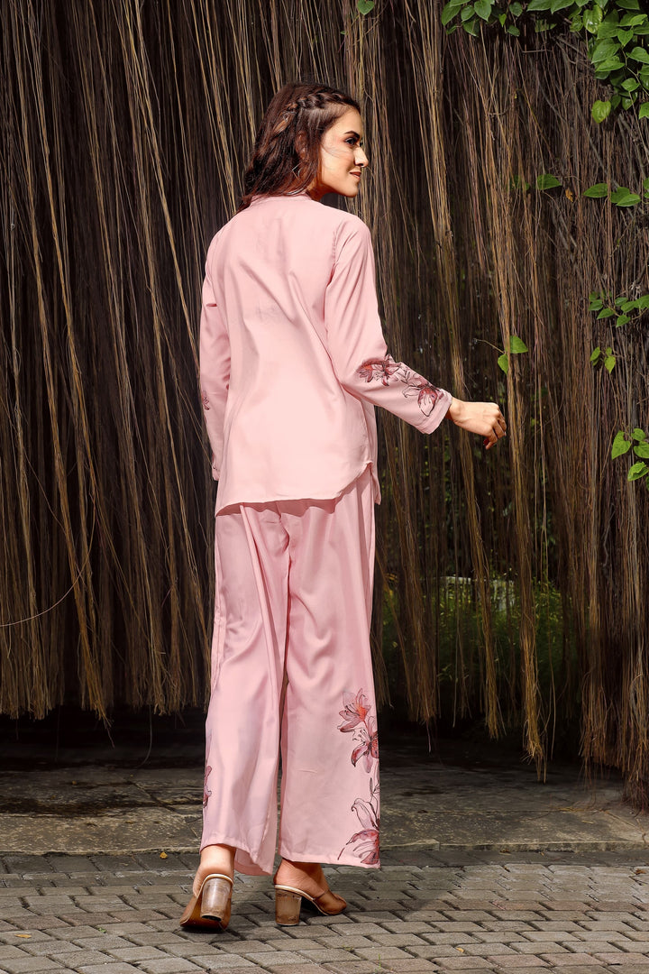 Soothing Pink Color Rayon Fabric Readymade Co-Ord Set | Buy Online India