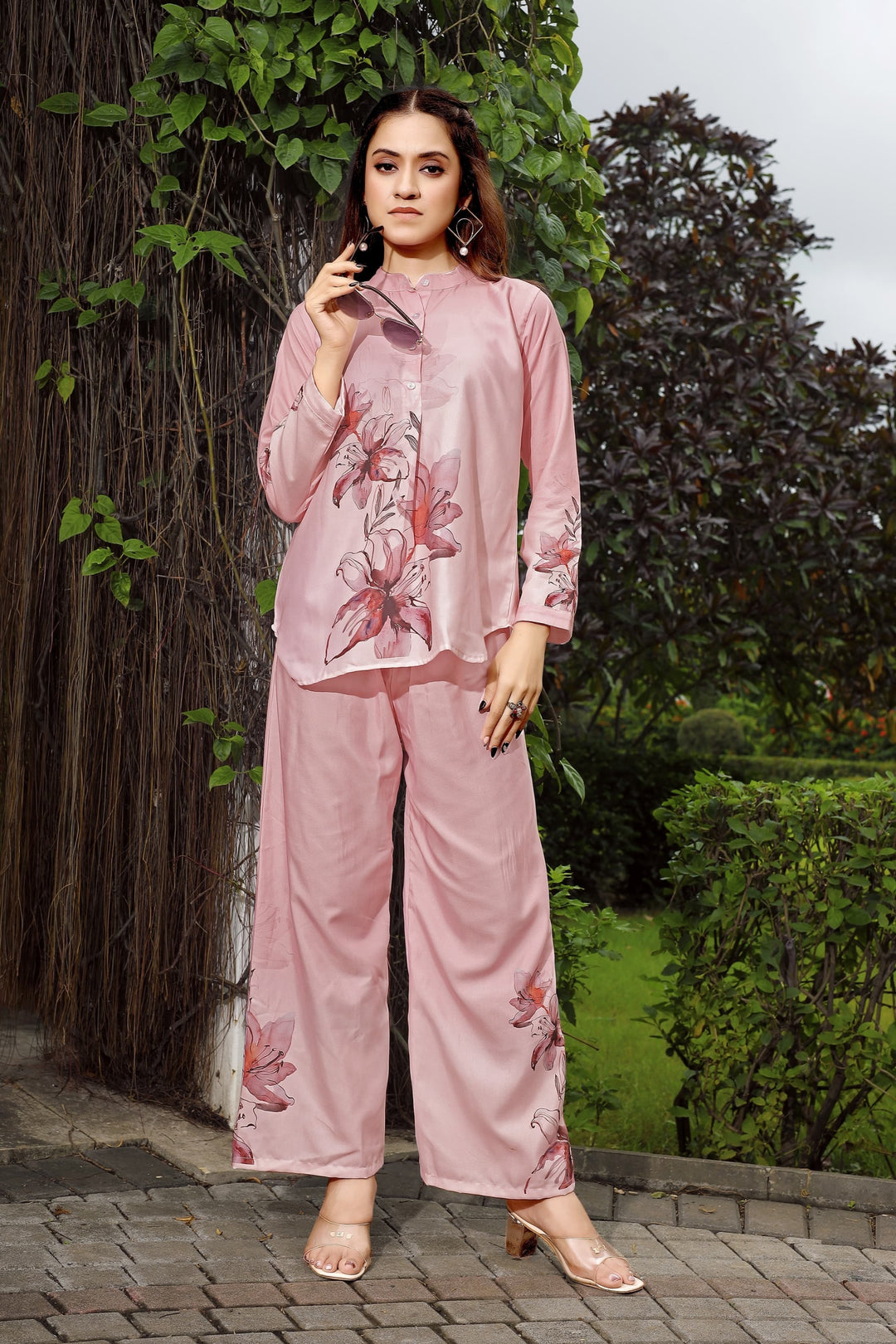 Soothing Pink Color Rayon Fabric Readymade Co-Ord Set | Buy Online India