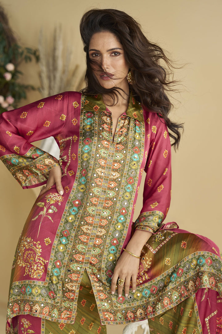 Awesome Crepe Fabric Pink Color Readymade Co-ord Set | Buy Online India
