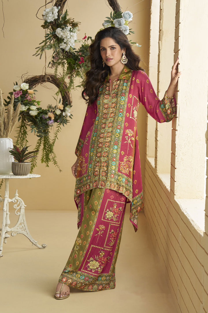 Awesome Crepe Fabric Pink Color Readymade Co-ord Set | Buy Online India