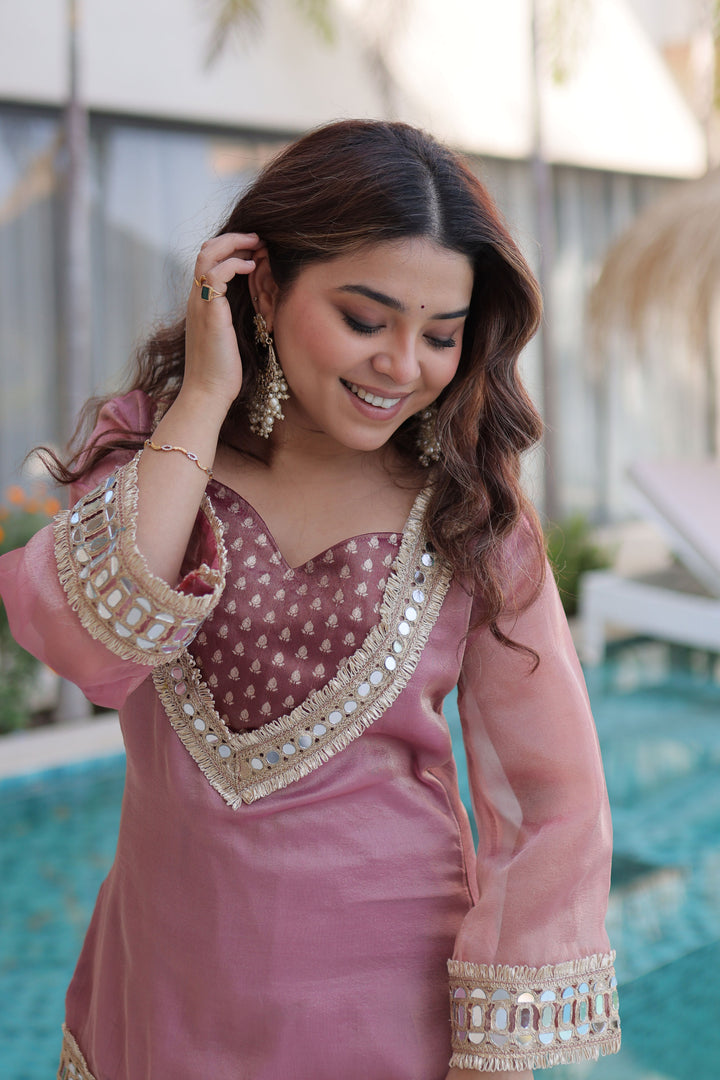 Trendy Art Silk Fabric Pink Color Readymade Co-ord Set | Buy Online India
