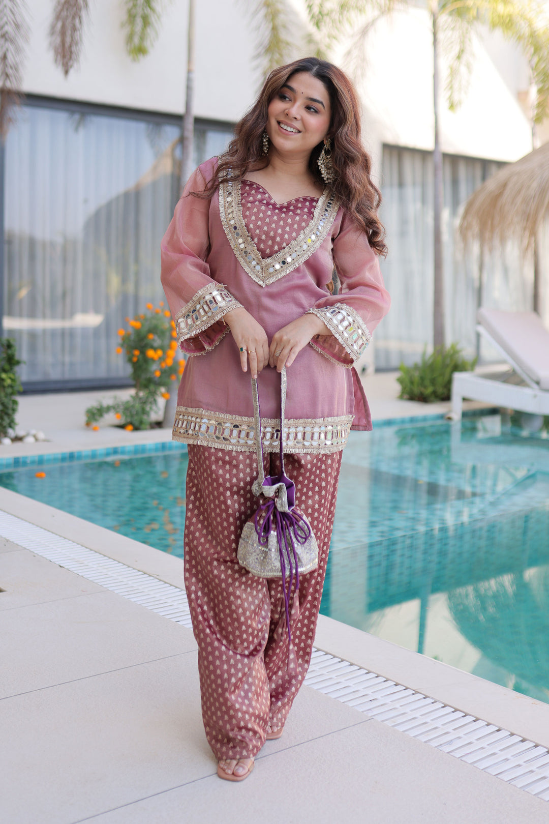 Trendy Art Silk Fabric Pink Color Readymade Co-ord Set | Buy Online India