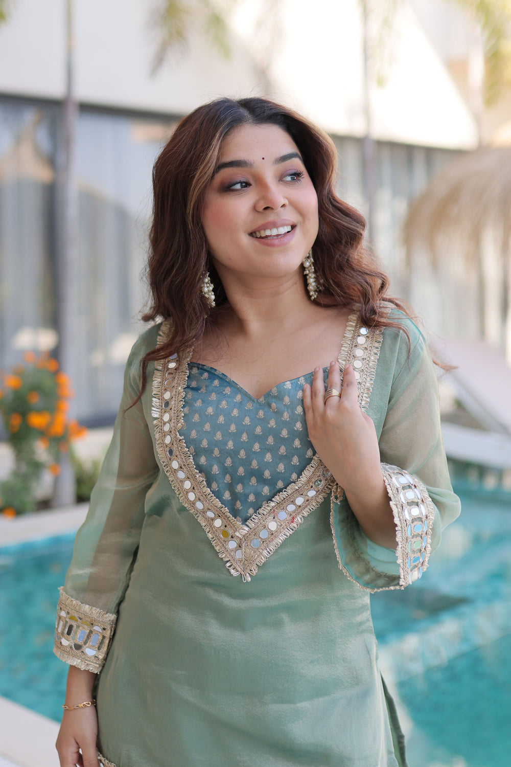 Attractive Art Silk Fabric Sky Blue Color Readymade Co-ord Set | Buy Online India