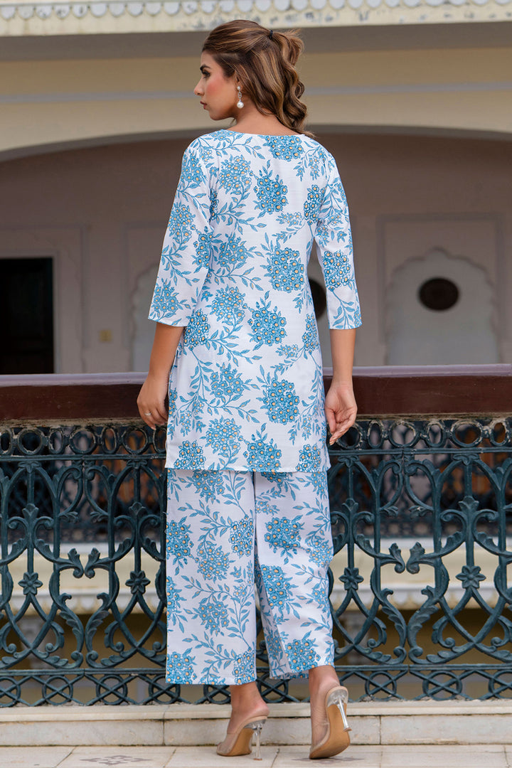 Blue Color Fantastic Cotton Fabric Readymade Co-ord Set | Buy Online India