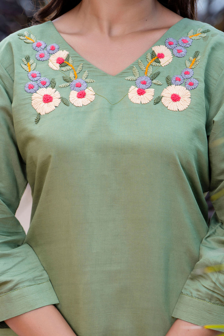 Sea Green Color Art Silk Fabric Trendy Readymade Co-ord Set | Buy Online India