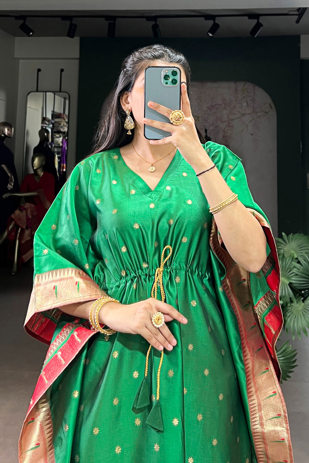 Green Color Art Silk Fabric Stunning Readymade Kaftan | Buy Online India