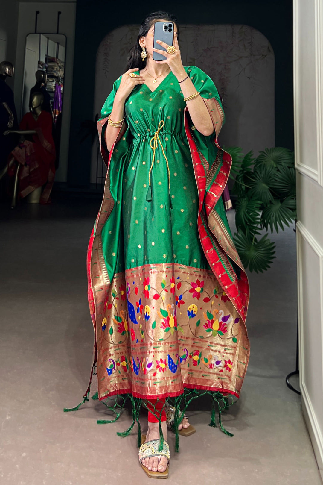 Green Color Art Silk Fabric Stunning Readymade Kaftan | Buy Online India