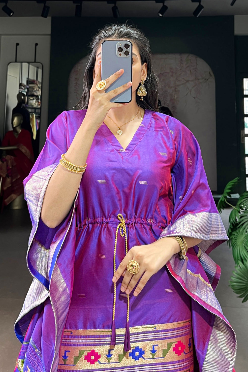 Tempting Art Silk Fabric Purple Color Readymade Kaftan | Buy Online India