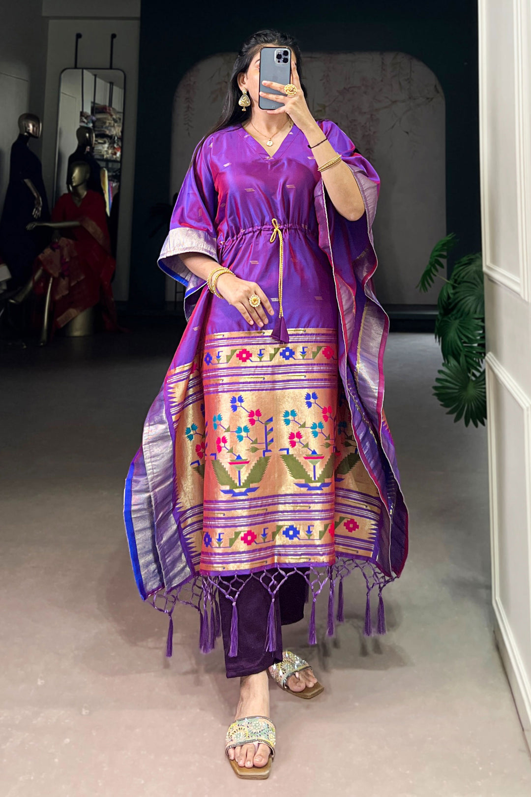 Tempting Art Silk Fabric Purple Color Readymade Kaftan | Buy Online India