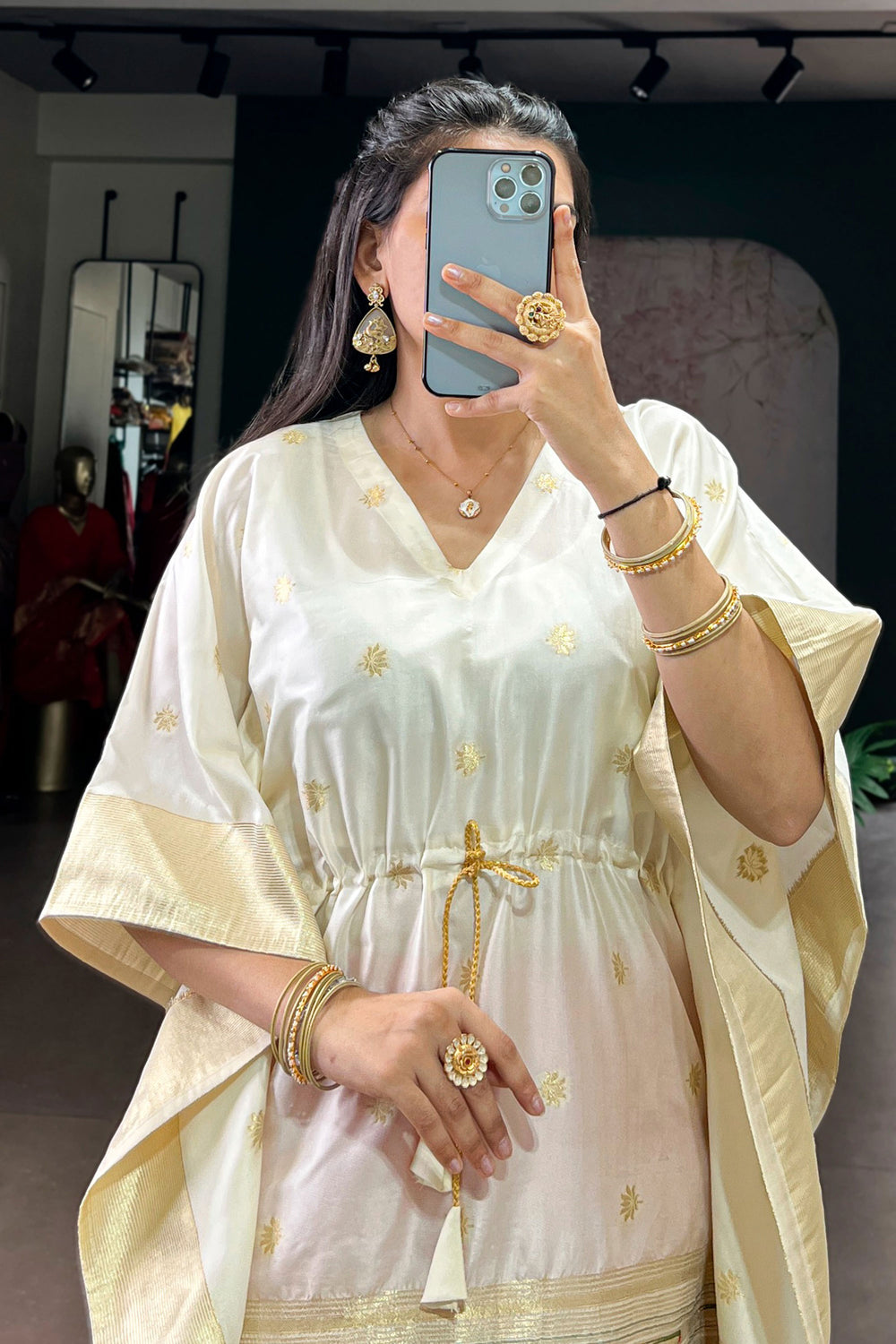 Engaging Off White Color Art Silk Fabric Readymade Kaftan | Buy Online India