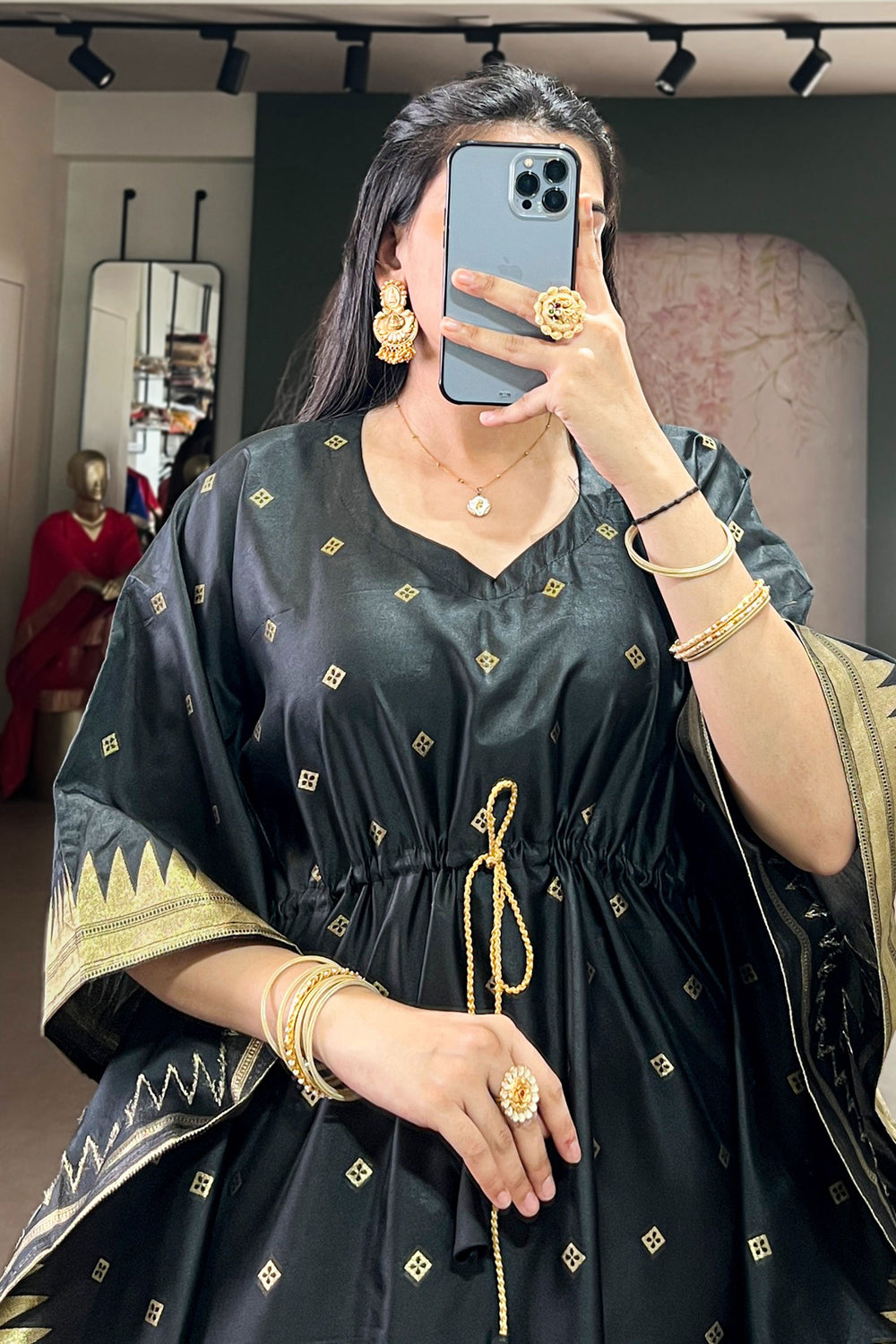 Amazing Black Color Art Silk Fabric Readymade Kaftan | Buy Online India