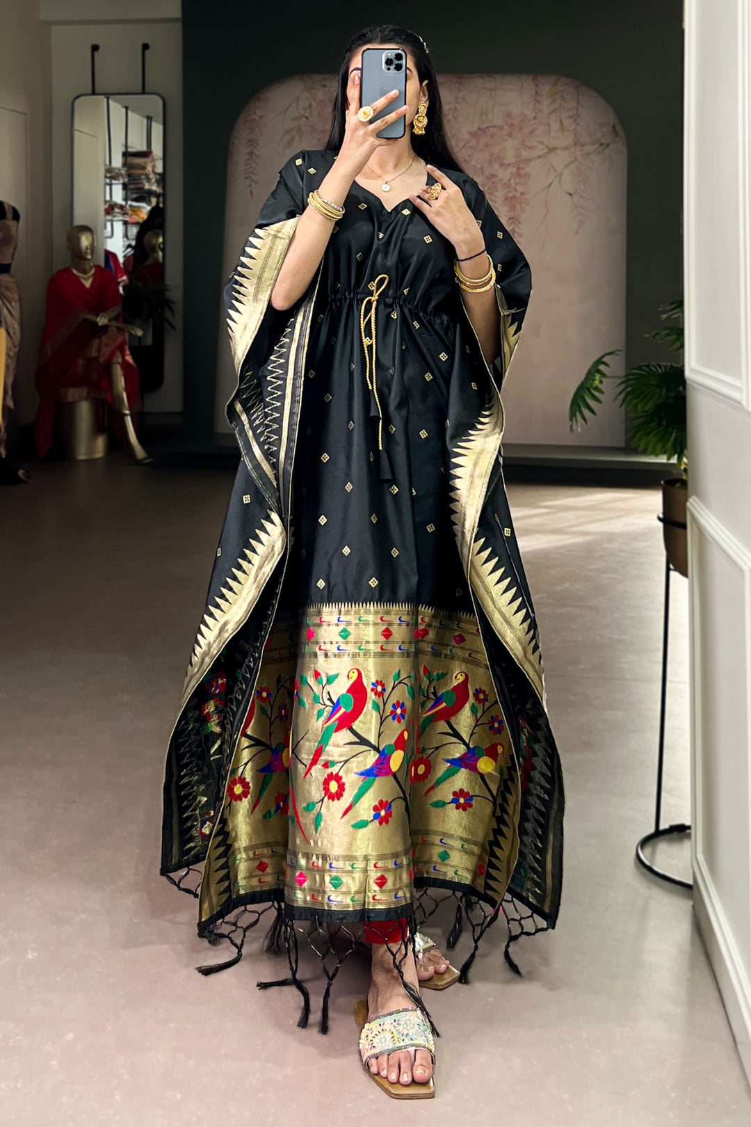 Amazing Black Color Art Silk Fabric Readymade Kaftan | Buy Online India