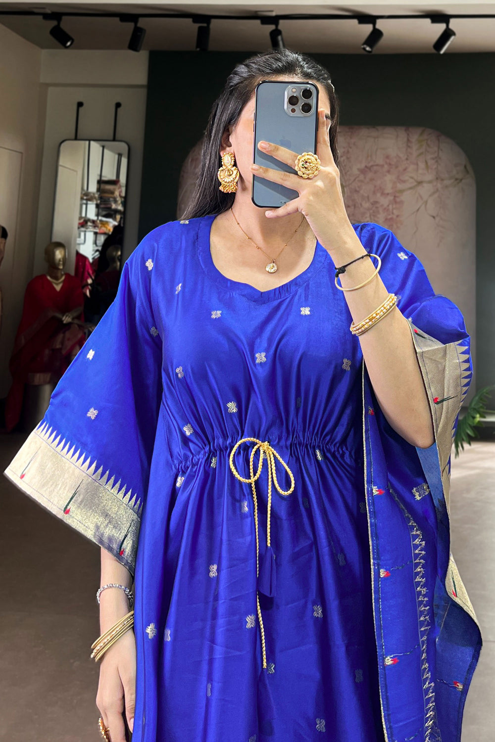 Trendy Art Silk Fabric Blue Color Readymade Kaftan | Buy Online India