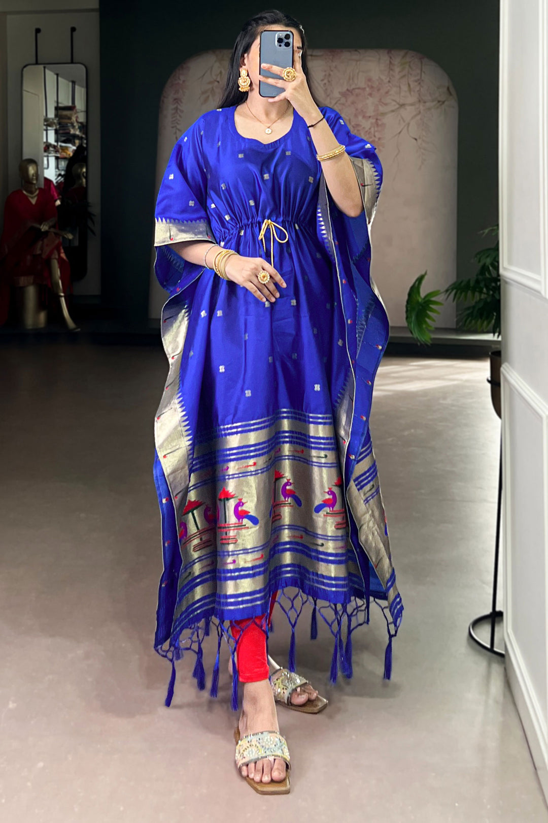 Trendy Art Silk Fabric Blue Color Readymade Kaftan | Buy Online India