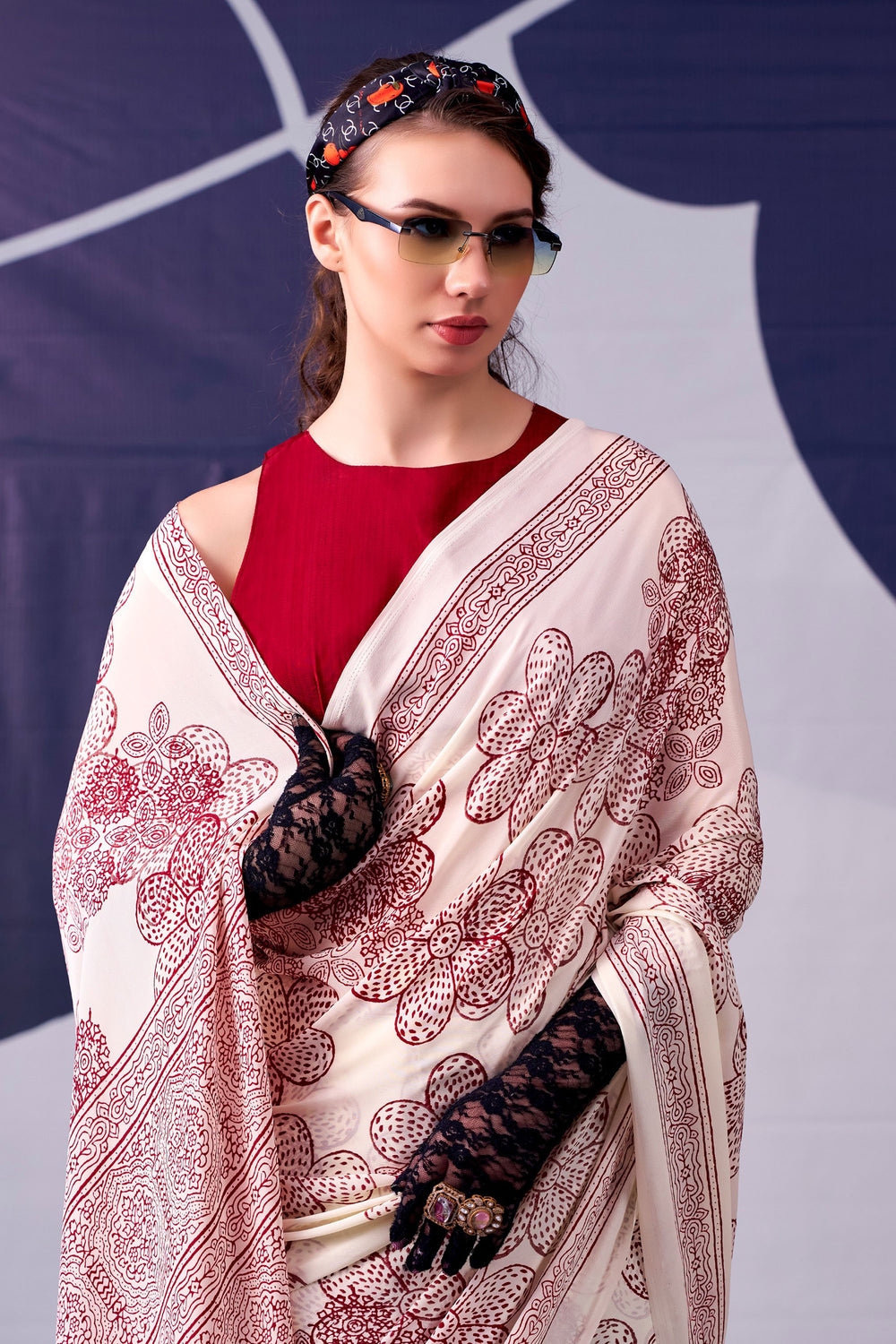 Printed Work On Maroon Color Gorgeous Saree In Satin Silk Fabric | Buy Online India