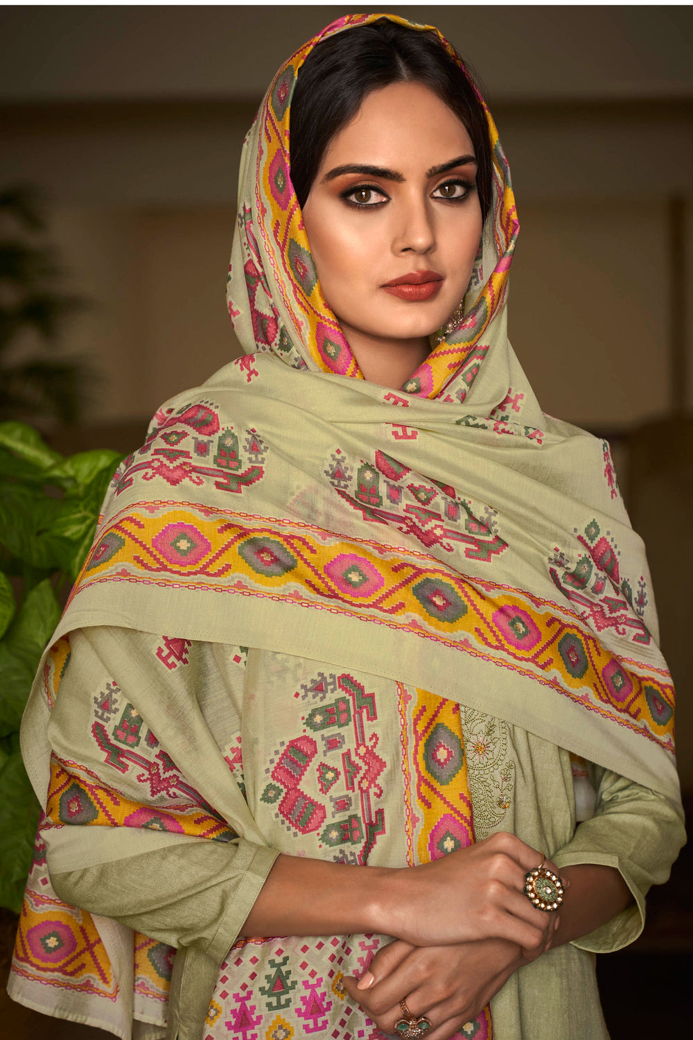 Classic Embroidered Work On Beige Color Salwar Suit In Cotton Fabric | Buy Online India