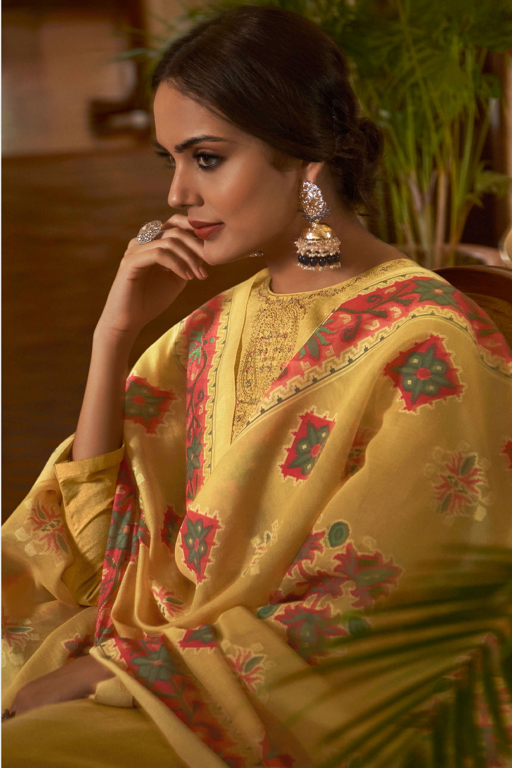 Amazing Yellow Color Cotton Fabric Salwar Suit With Embroidered Work | Buy Online India