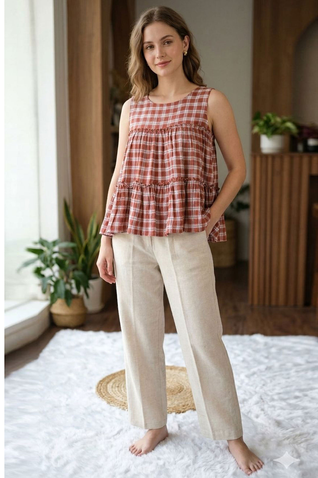 Beguiling Maroon Color Linen Cotton Fabric Readymade Top Bottom | Buy Online India