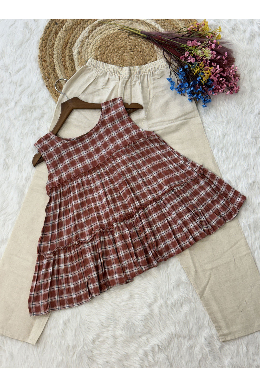Beguiling Maroon Color Linen Cotton Fabric Readymade Top Bottom | Buy Online India
