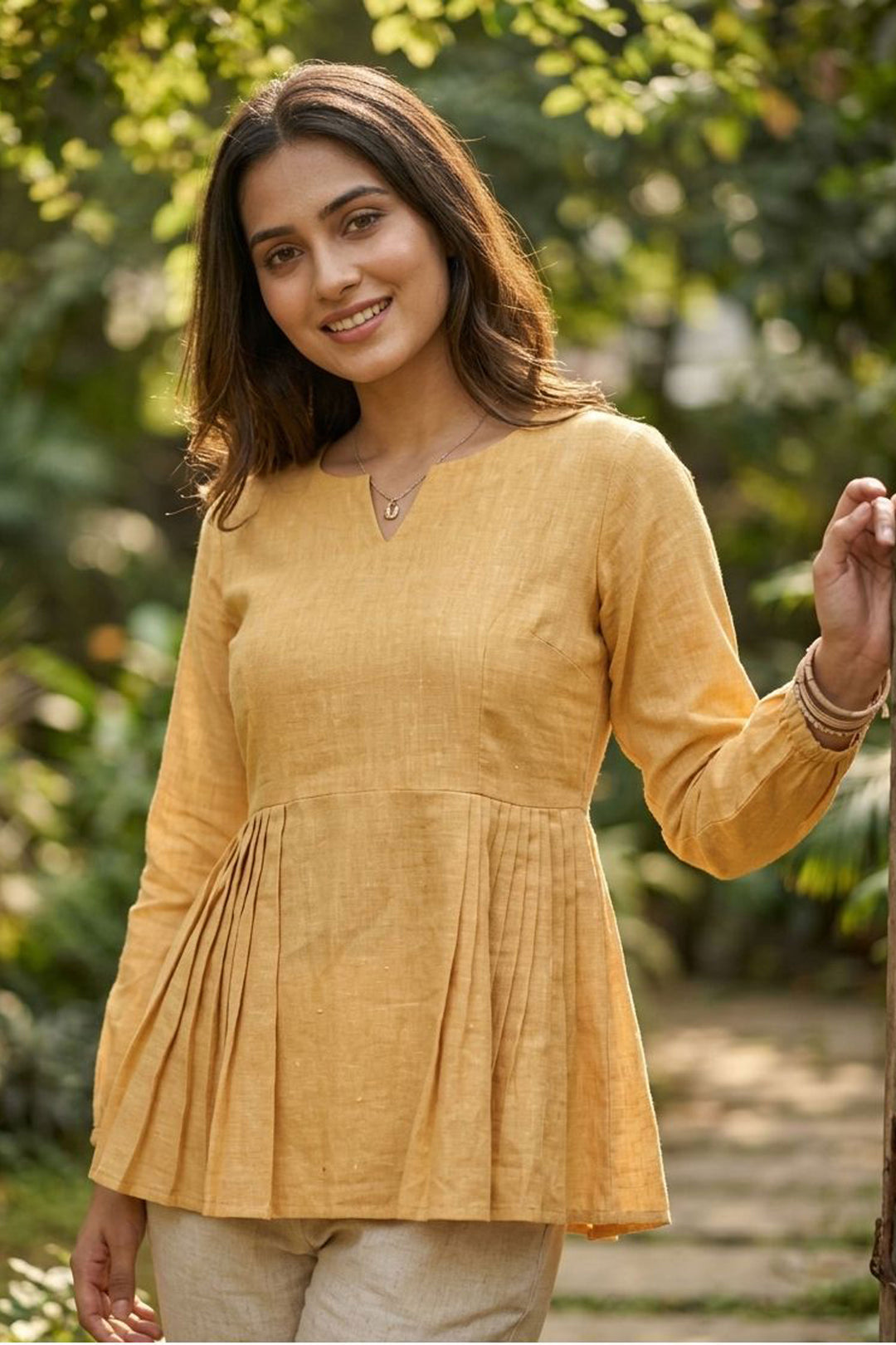 Amazing Yellow Color Georgette Fabric Readymade Top Bottom | Buy Online India