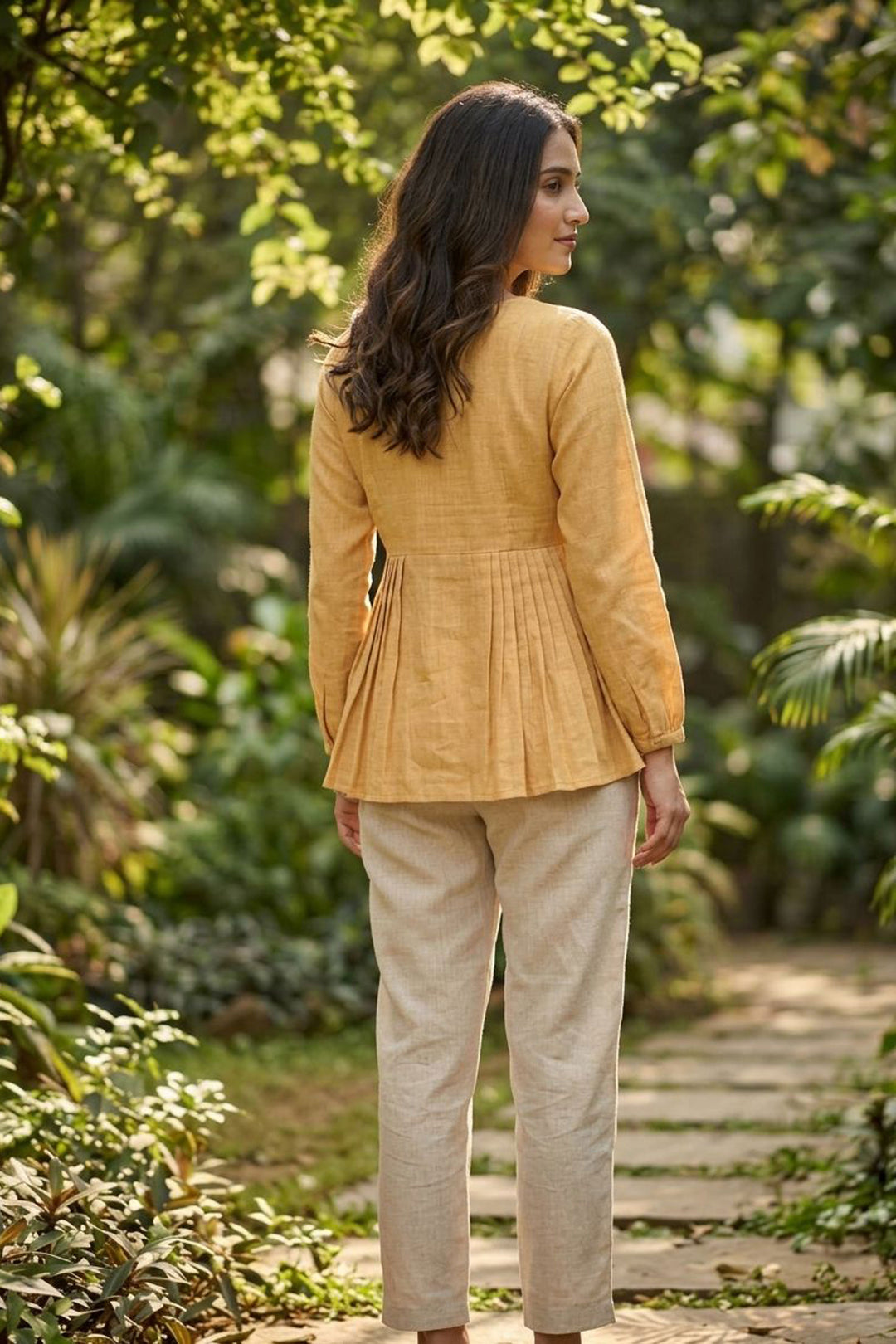 Amazing Yellow Color Georgette Fabric Readymade Top Bottom | Buy Online India