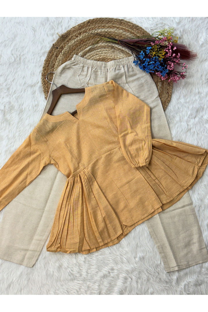 Amazing Yellow Color Georgette Fabric Readymade Top Bottom | Buy Online India