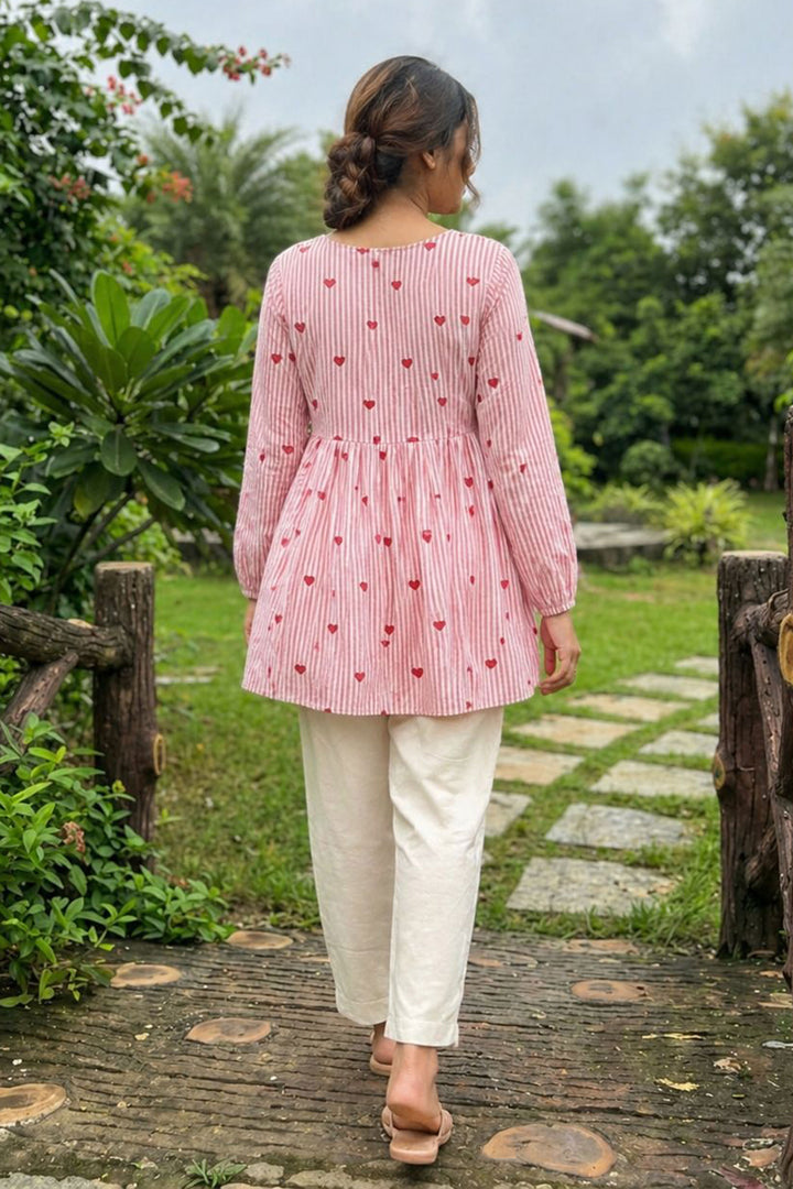 Trendy Cotton Fabric Pink Color Readymade Top Bottom | Buy Online India