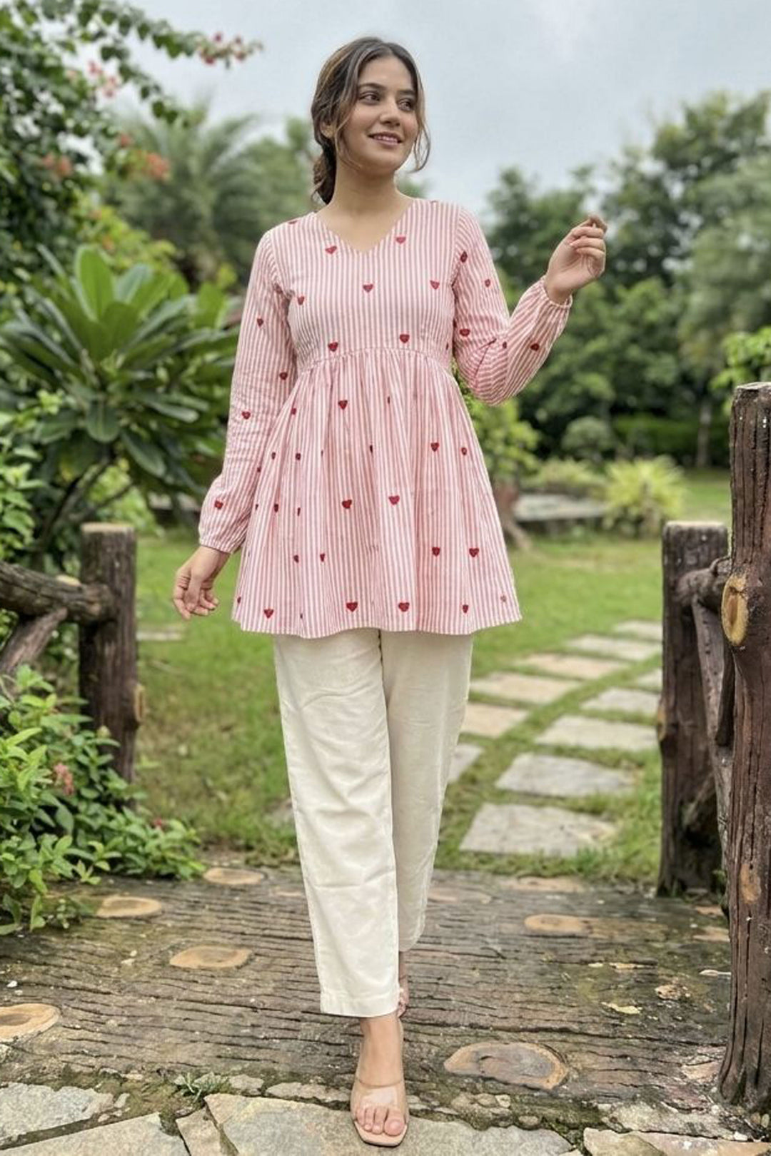 Trendy Cotton Fabric Pink Color Readymade Top Bottom | Buy Online India