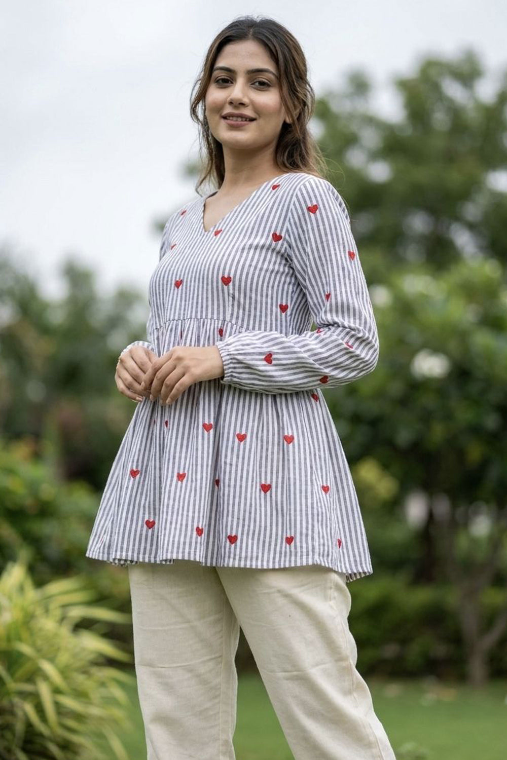 Soothing Sky Blue Color Cotton Fabric Readymade Top Bottom | Buy Online India