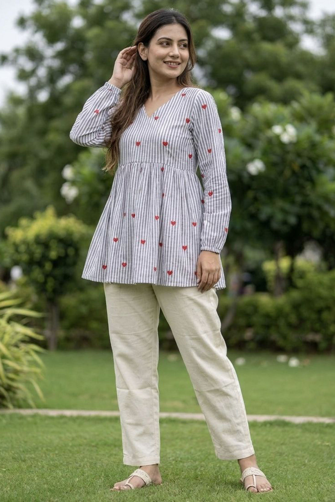 Soothing Sky Blue Color Cotton Fabric Readymade Top Bottom | Buy Online India