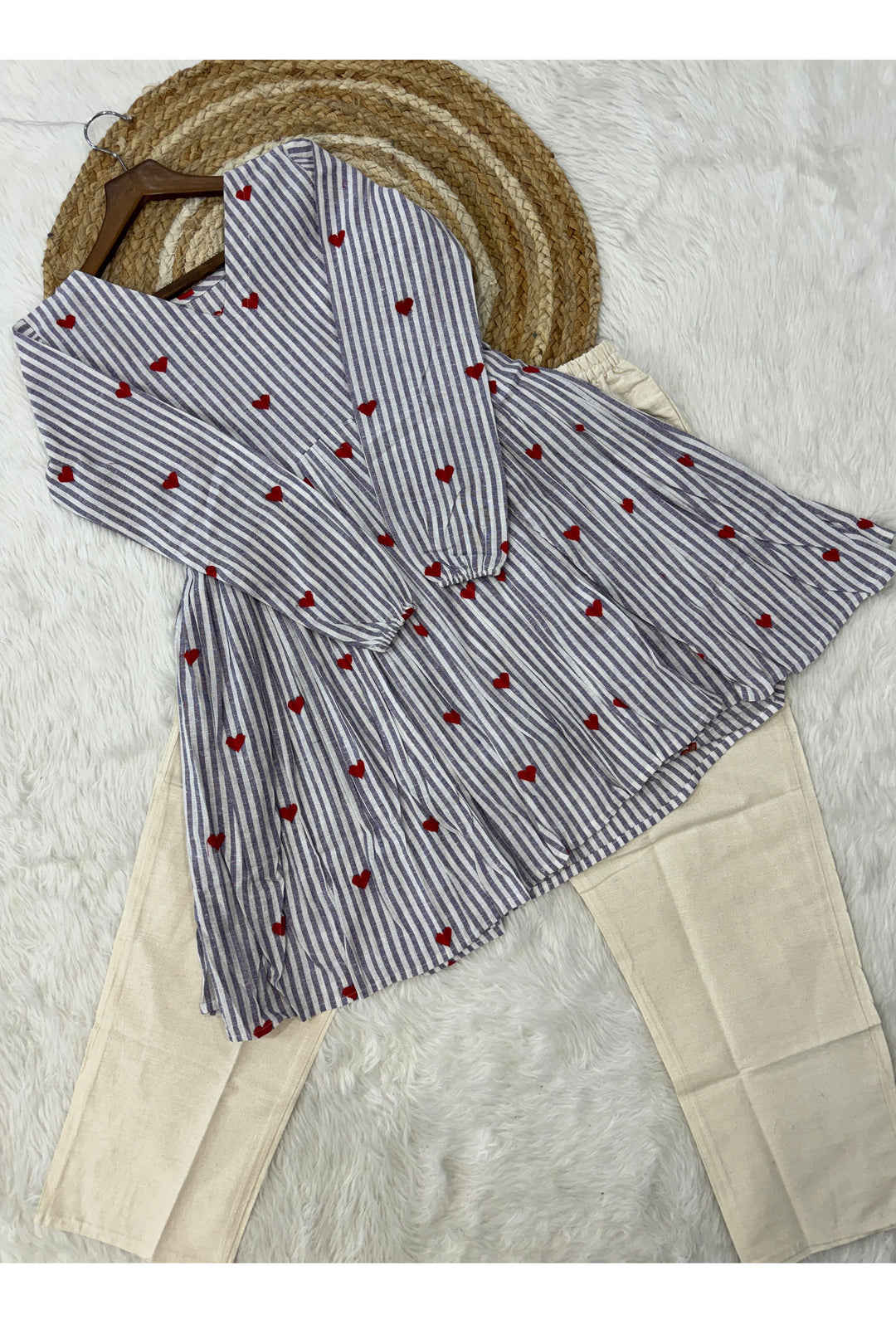 Soothing Sky Blue Color Cotton Fabric Readymade Top Bottom | Buy Online India