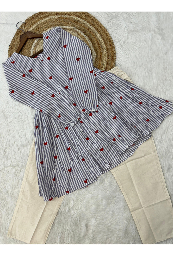Soothing Sky Blue Color Cotton Fabric Readymade Top Bottom | Buy Online India