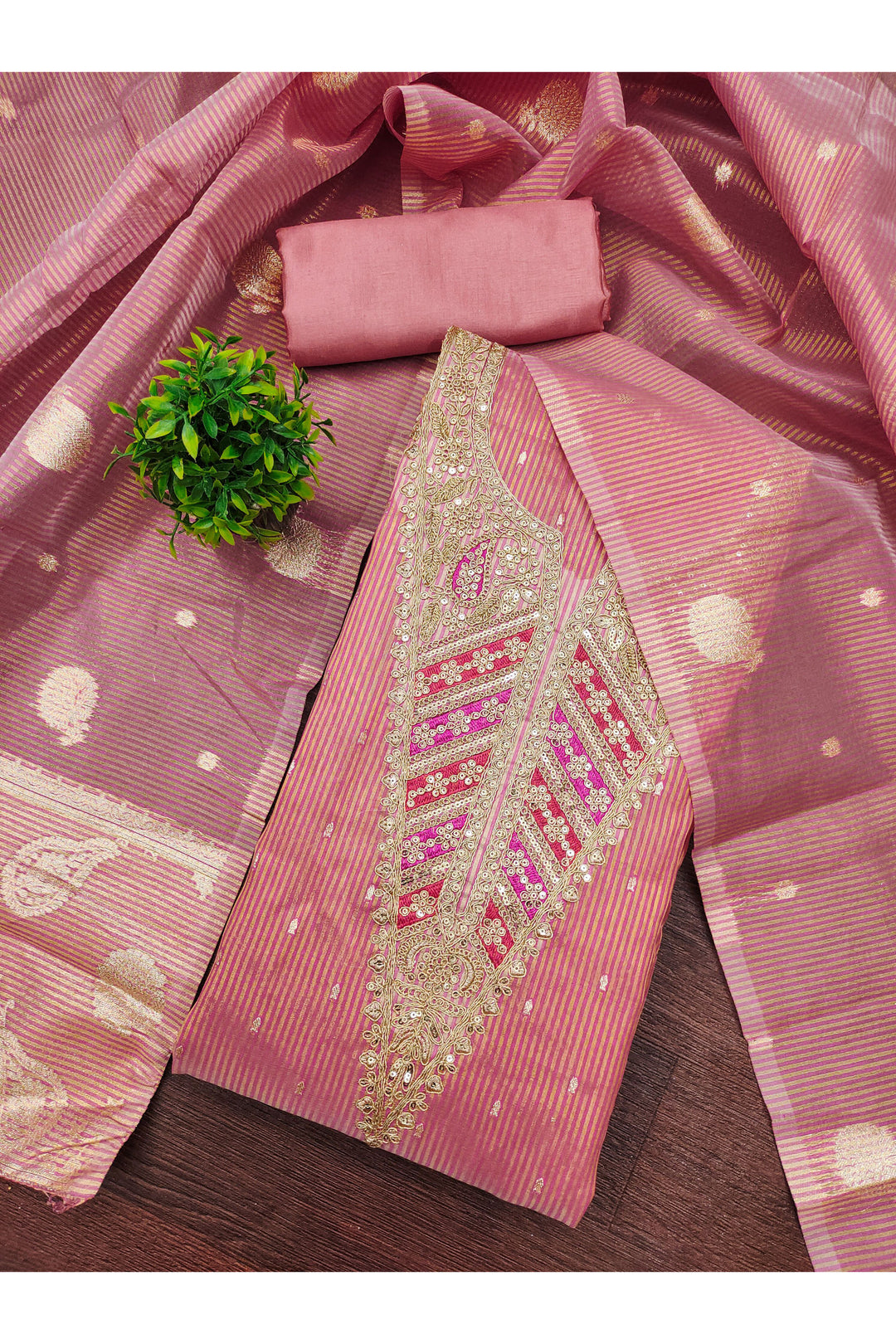 Jacquard Fabric Pink Color Glamorous Embroidered  Salwar Suit