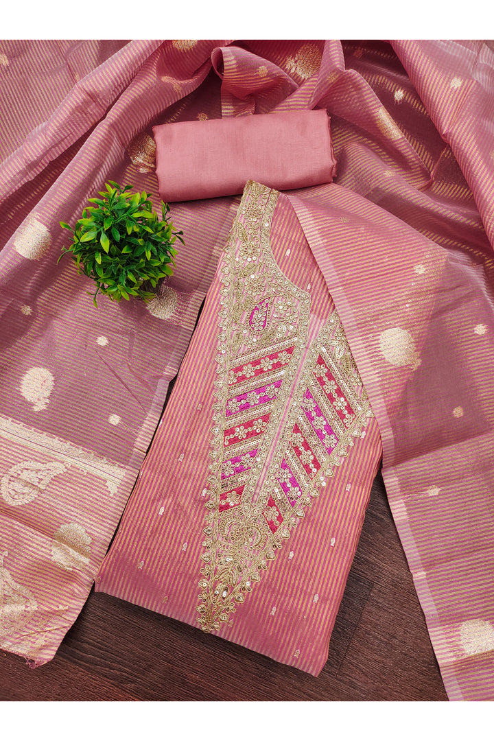 Jacquard Fabric Pink Color Glamorous Embroidered  Salwar Suit